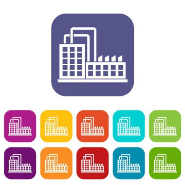 Fabrika Binası Icons set