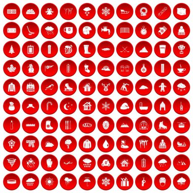 kırmızı 100 kar Icons set