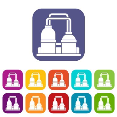 Petrol işleme fabrika Icons set