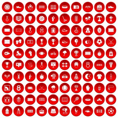 kırmızı 100 Stadyumu Icons set