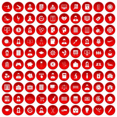 kırmızı 100 istatistik veri Icons set