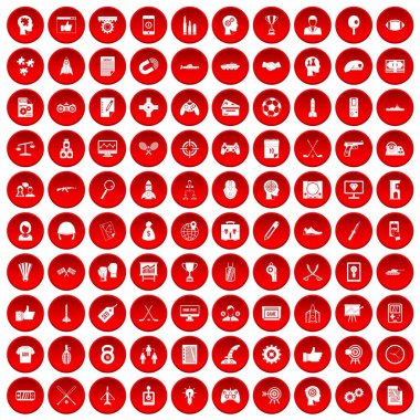 kırmızı 100 strateji Icons set