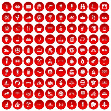 kırmızı 100 yaz tatil Icons set