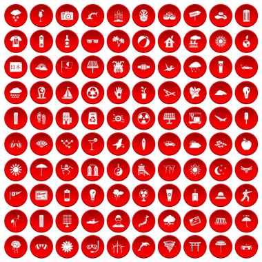 kırmızı 100 güneş Icons set
