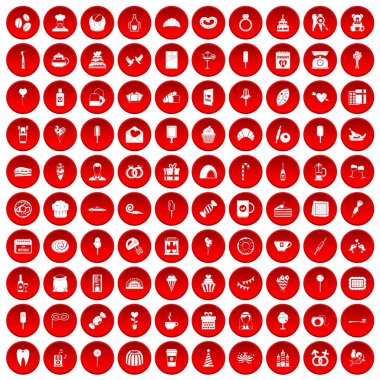 kırmızı 100 tatlılar Icons set