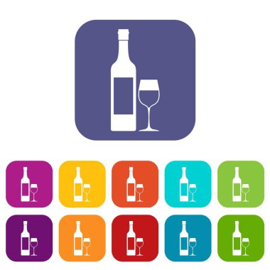 Şişe şarap Icons set