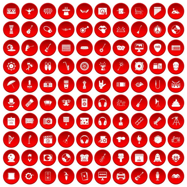 Kırmızı 100 gösteri dünyasının Icons set — Stok Vektör