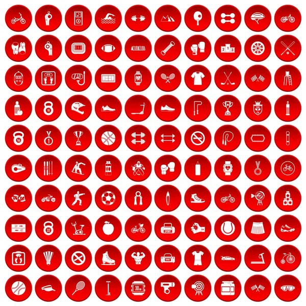 kırmızı 100 spor Icons set