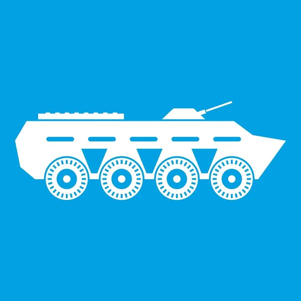 陸軍戦闘戦車アイコン白 — ストックベクタ