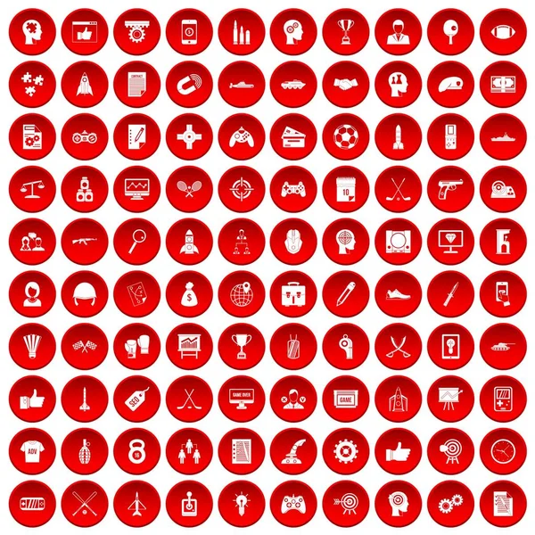 kırmızı 100 strateji Icons set
