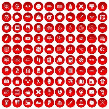 kırmızı 100 saat Icons set