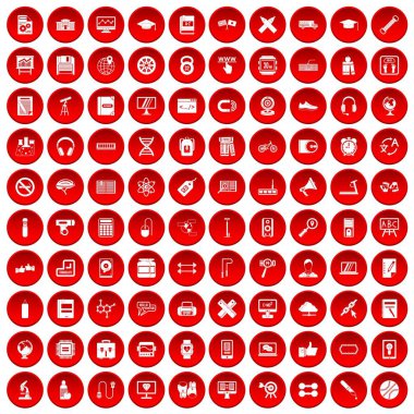 kırmızı 100 eğitim Icons set