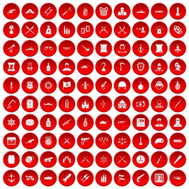 kırmızı 100 silah Icons set