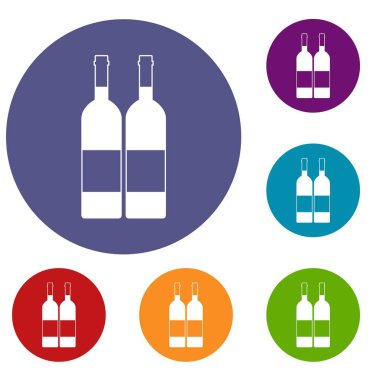 İki şişe şarap Icons set