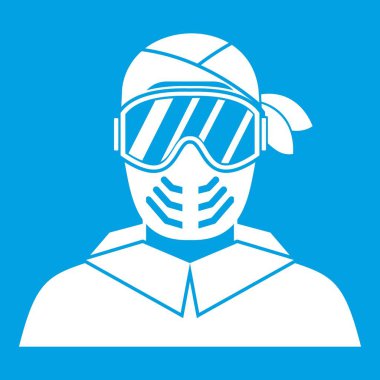 Koruyucu maske simgesi beyaz giyen Paintball oyuncu