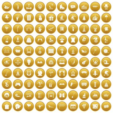 Altın 100 eğlence Icons set