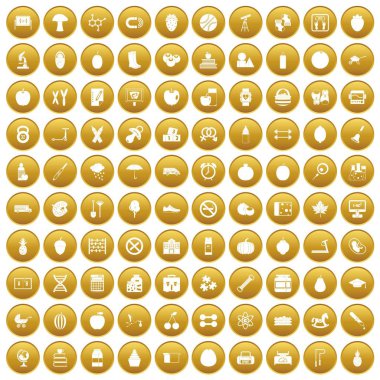 Altın 100 elma Icons set