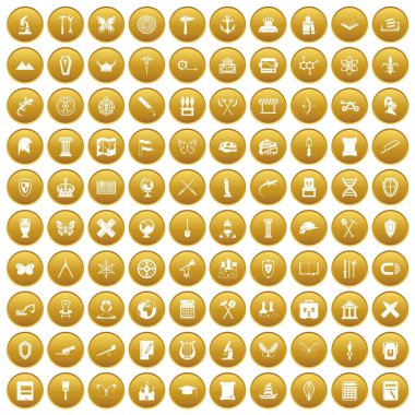 Altın 100 Arkeoloji Icons set