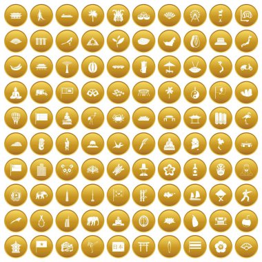 Altın 100 Asya Icons set