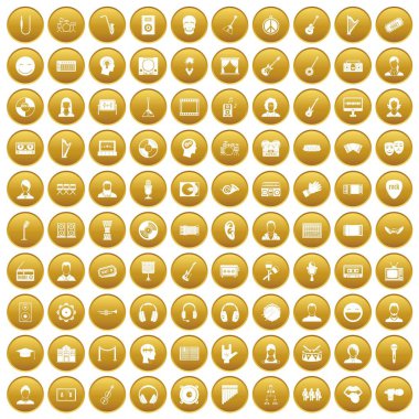 Altın 100 izleyici Icons set