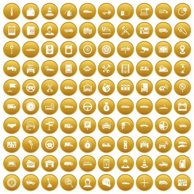 Altın 100 otomatik Icons set