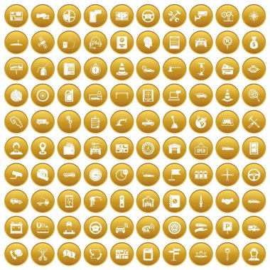 Altın 100 otomatik hizmet merkezi Icons set