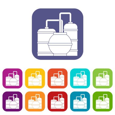 Gaz depolama tankları Icons set