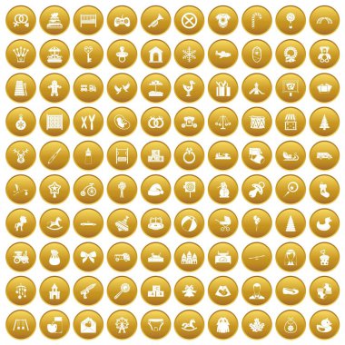 Altın 100 bebek Icons set
