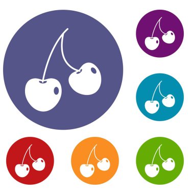 İki kiraz meyveleri Icons set