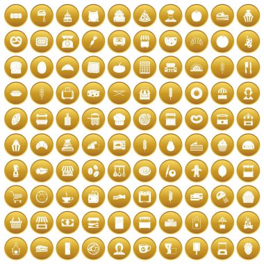 Altın 100 ekmek Icons set