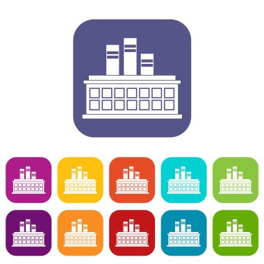 Petrol rafineri tesisi Icons set