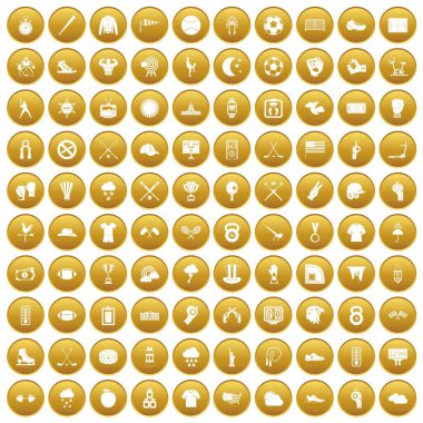 Altın 100 beyzbol Icons set