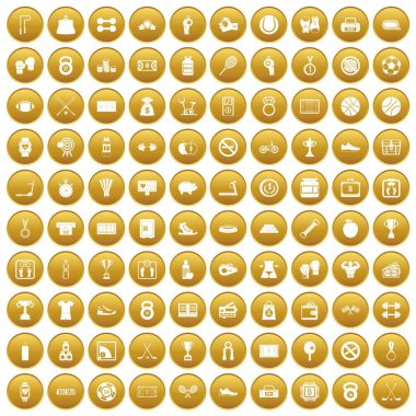 Altın 100 basketbol Icons set