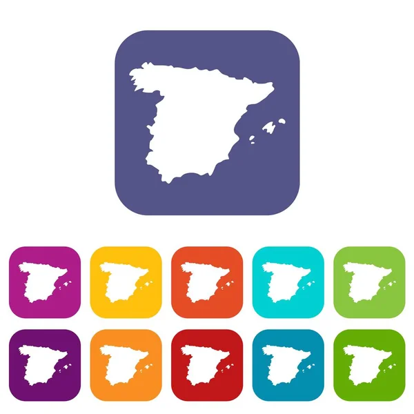 Mapa de España iconos conjunto — Vector de stock