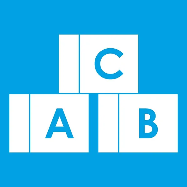 Кубики алфавіту з літерами A, B, C значок білий — стоковий вектор