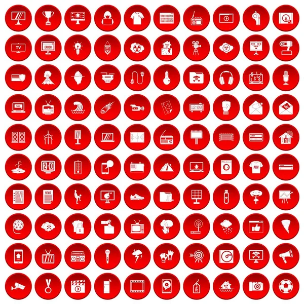 Kırmızı 100 Tv Icons set