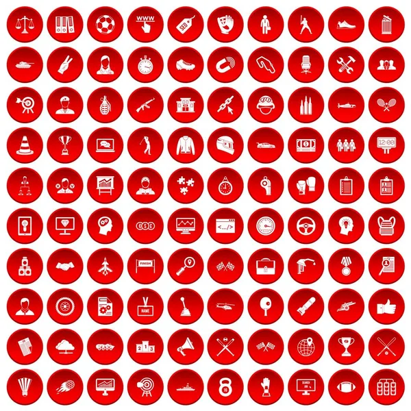 Kırmızı 100 zafer Icons set — Stok Vektör