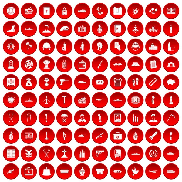 kırmızı 100 savaş suçları Icons set
