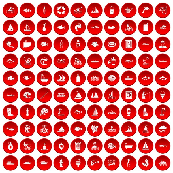 kırmızı 100 su Icons set