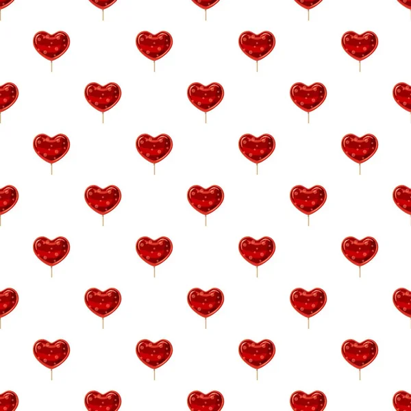 Red heart shaped lollipop pattern — Stock Vector