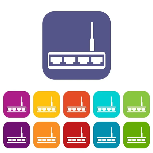 Router icons set — Stockvector