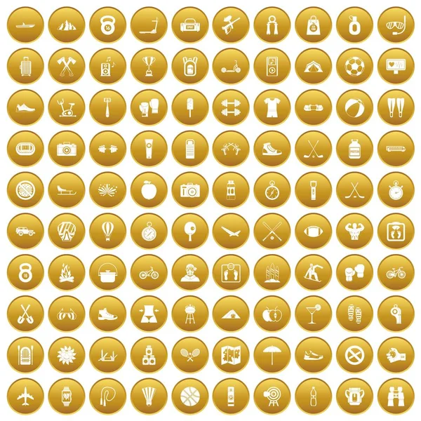 Altın 100 aktif yaşam Icons set