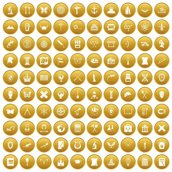 Altın 100 Arkeoloji Icons set