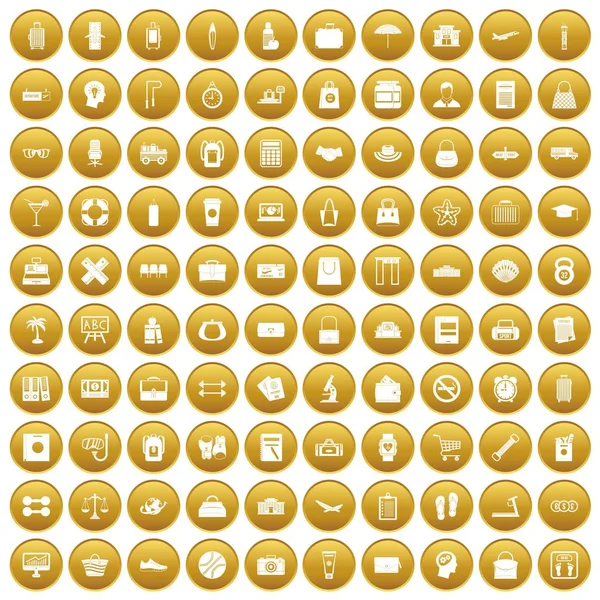 Altın 100 çanta Icons set