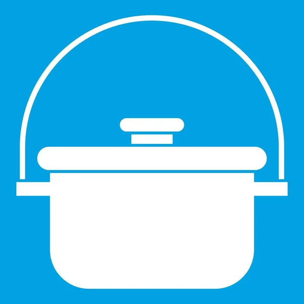 Cocinar icono caldero blanco — Vector de stock