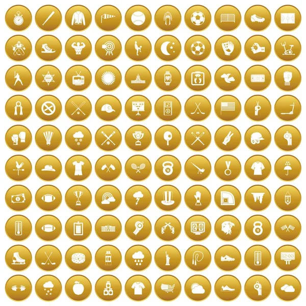 Altın 100 beyzbol Icons set