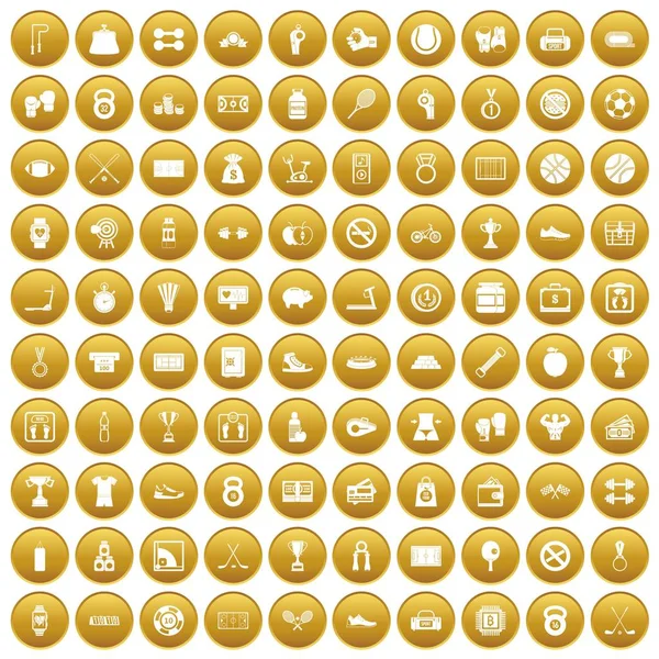 Altın 100 basketbol Icons set
