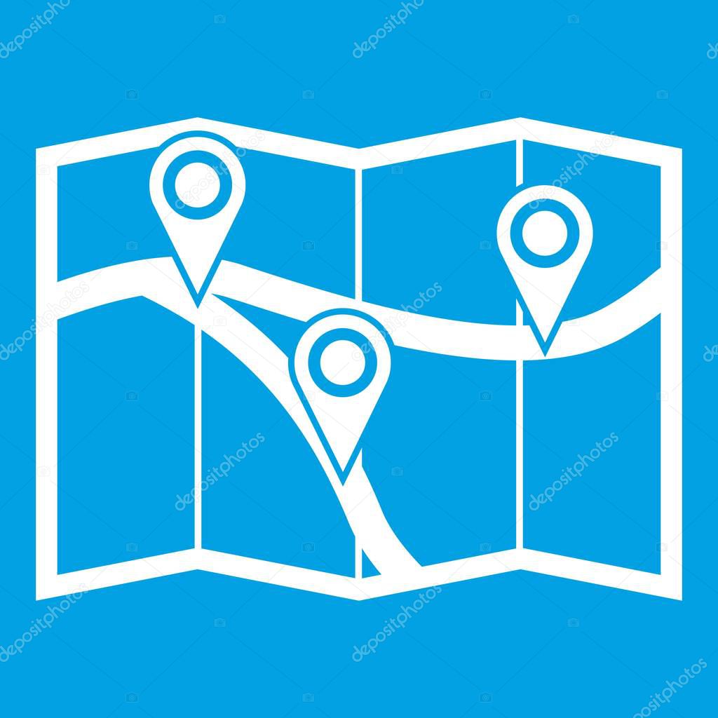 Map with pin pointers icon white