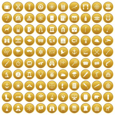 Altın 100 dürbün Icons set