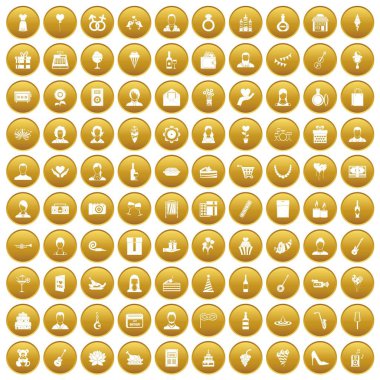 Altın 100 Doğum günü Icons set